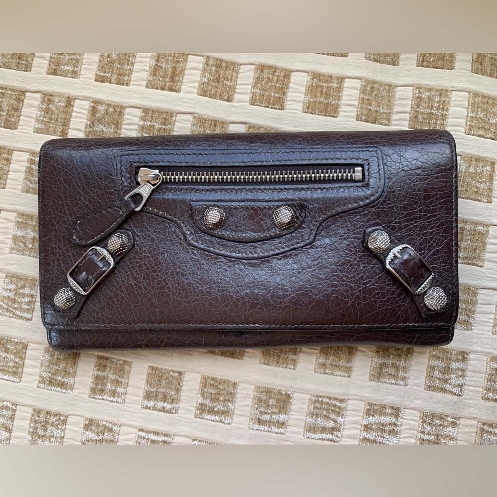 Authentic BALENCIAGA city long wallet in brown